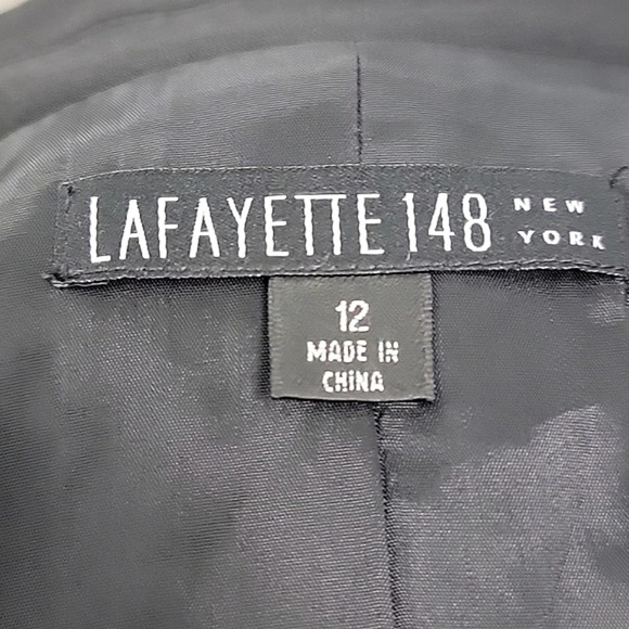 Lafayette 148 New York Stretch Virgin Wool 3-button Blazer Black Women's SZ 12 - Picture 7 of 8